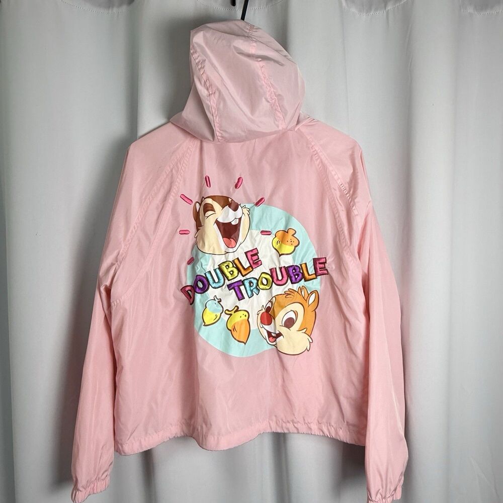 Disney Store Chip N Dale Embroidery Windbreaker Hoodie Jacket Sz M - Picture 5 of 8